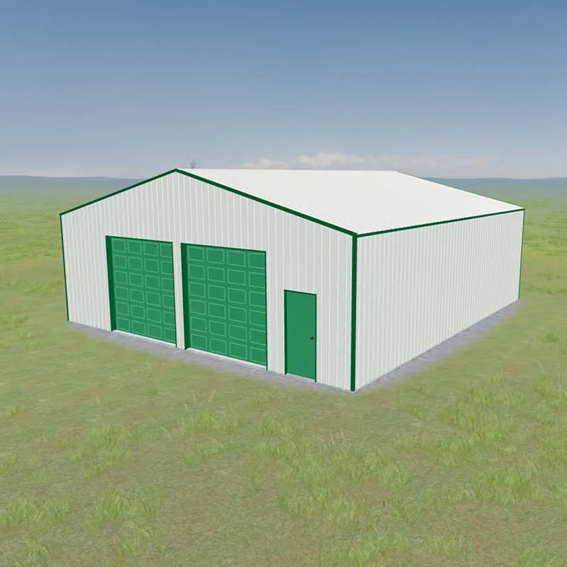 3D design render of a 38x42x12 foot custom steel shop