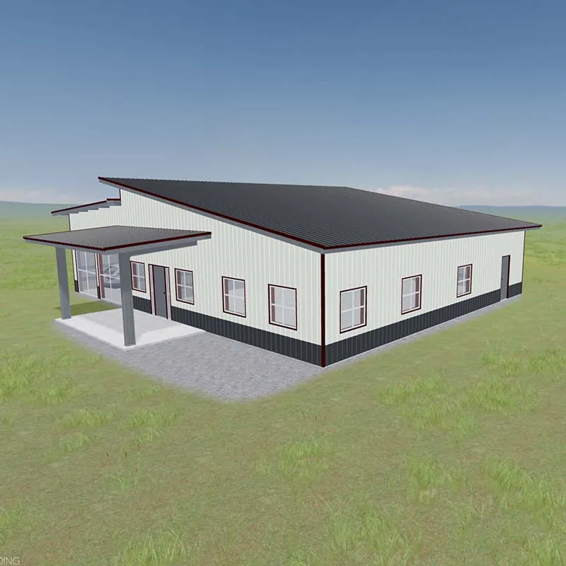3D design render of a 40x50x12 foot single slope cabin